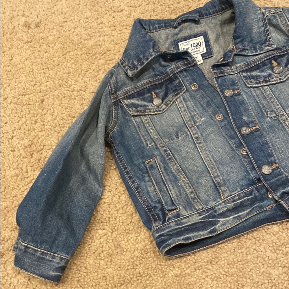 Place Blue Jean Jacket with Classic Trucker Style and Contrasting Stitching - Picture 5 of 10